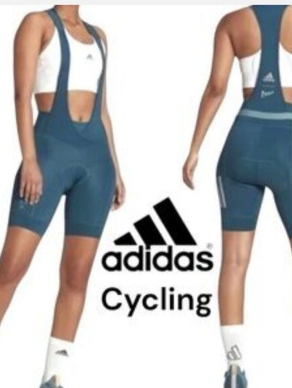 adidas The PARLEY Padded Cycling Bib Shorts Reflective Jumpsuit Womens Size L